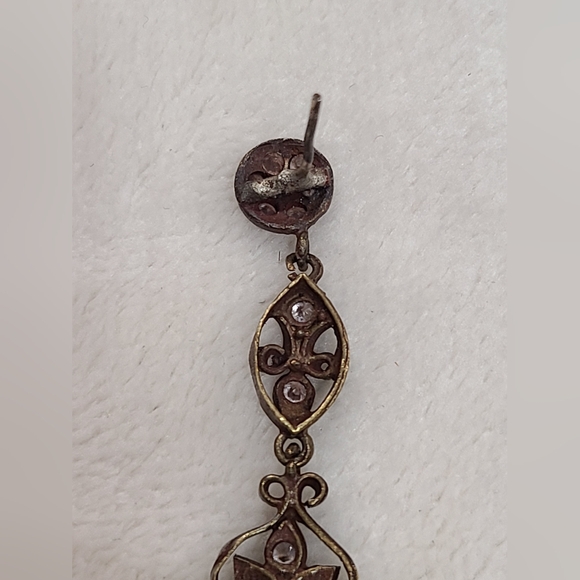 Antique Paste Chandelier Earrings With Clear & Red Stones ***READ DESCRIPTION*** - Picture 11 of 16
